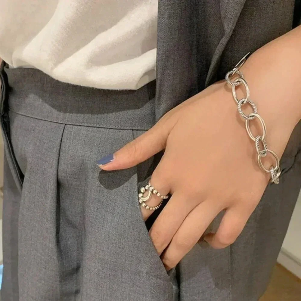 Chunky 925 Sterling Silver Bracelet Thick Silver Toggle Chain Link Bracelet